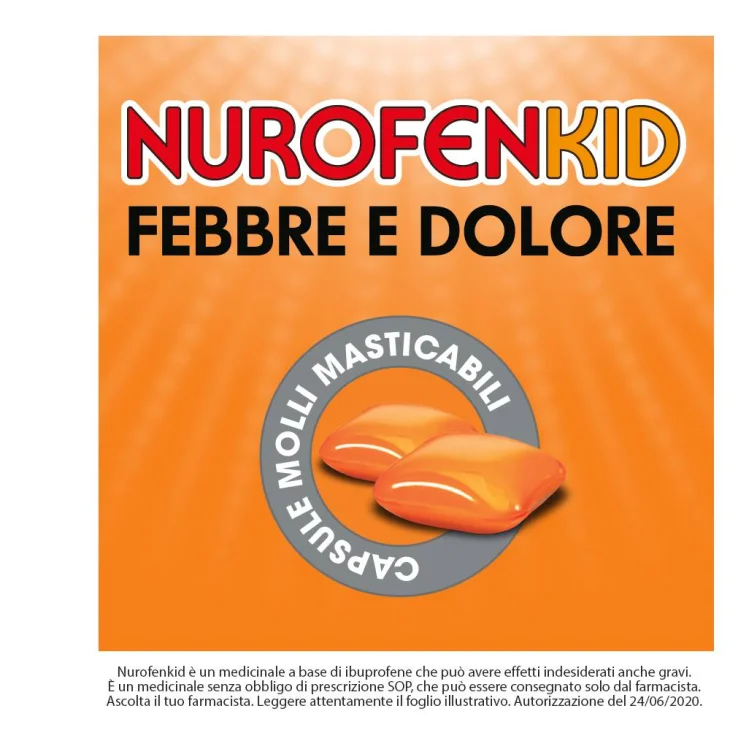 Nurofenkid Febbre e Dolore 100 MG 24 Capsule Molli Masticabili