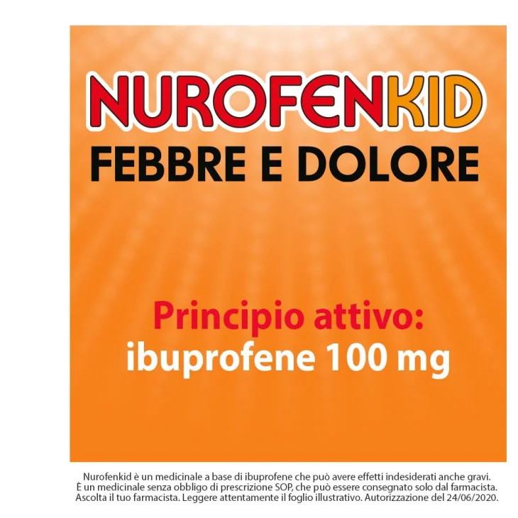Nurofenkid Febbre e Dolore 100 MG 24 Capsule Molli Masticabili