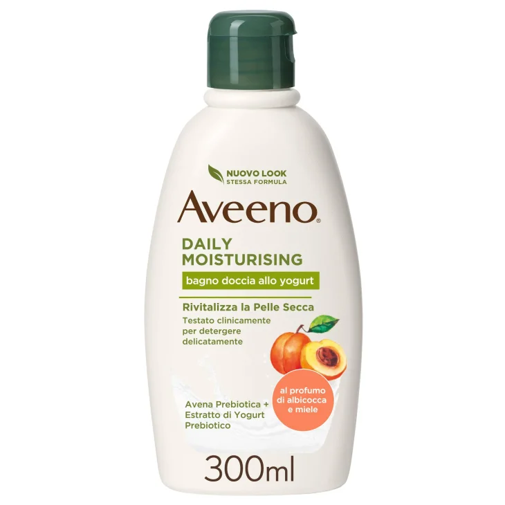 Aveeno Bagno Doccia allo Yogurt Dalily Moisturising Profumo di Miele e Albicocca Senza Sapone 300ml