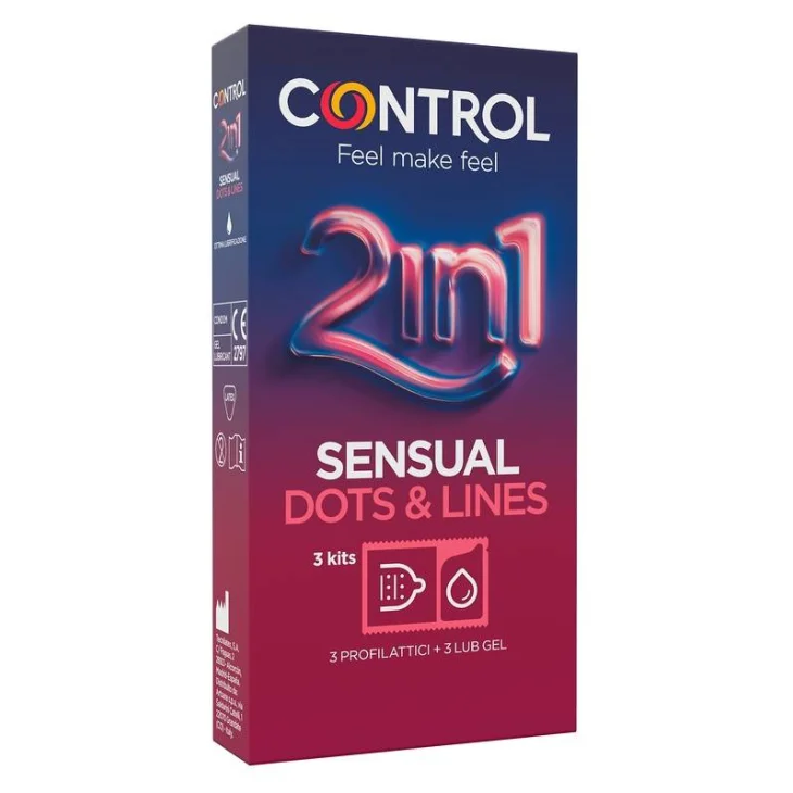 Control 2 in 1 Sensual Dots & Lines Kit Profilattico + Gel