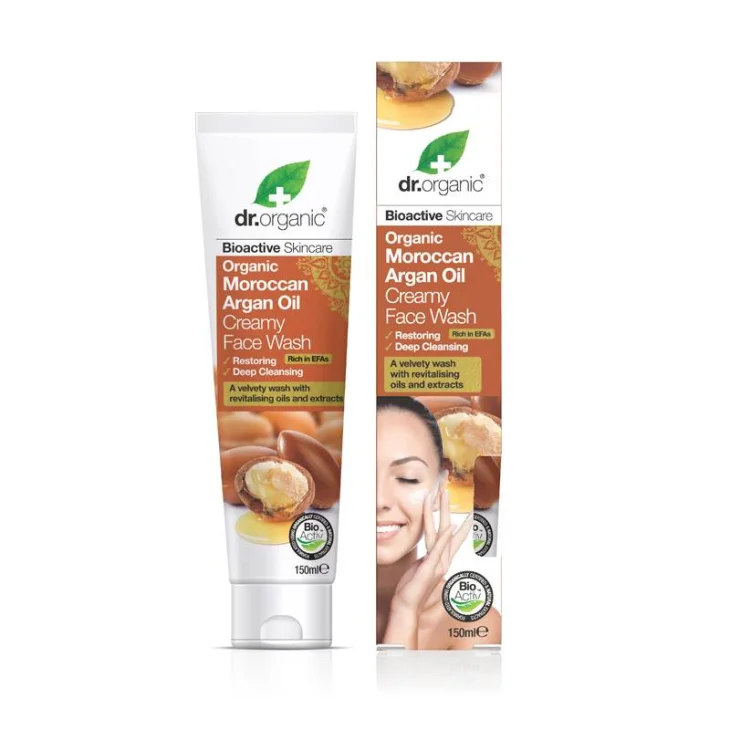 Dr Organic Moroccan Argan Oil Face Wash Detergente cremoso per il viso 150 ml