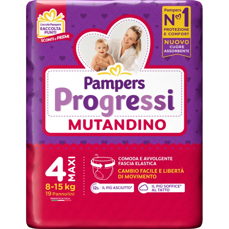 Pampers Progressi Mutandino Taglia 4 (8-15kg ) 19 pannolini