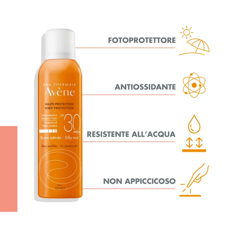 Av&egrave;ne Brume Satin&egrave;e Solare Nebulizzatore Spray Olio SPF 30 Adatto a Viso Collo e Capelli