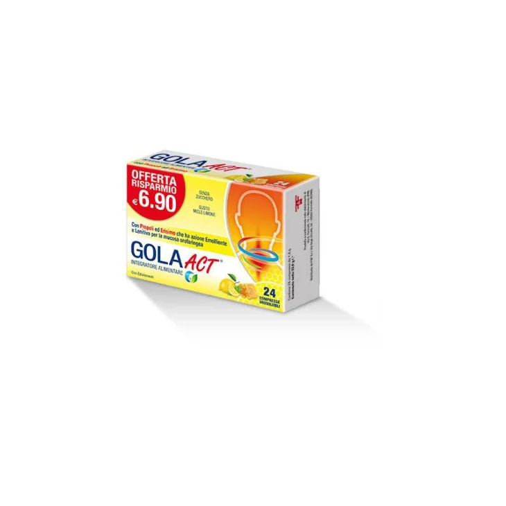 Gola Act Integratore Per la Gola ad Azione Emolliente e Lenitiva Gusto Miele e Limone
