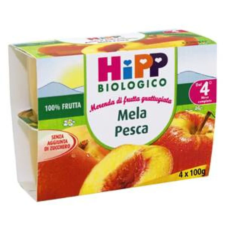 Hipp Bio Merenda Biologica Frutta Grattugiata Mela e Pesca