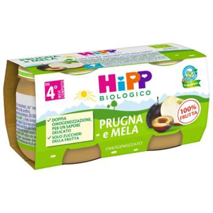 Hipp Bio Omogeneizzato Biologico Prugna e Mela 2x80 Gr