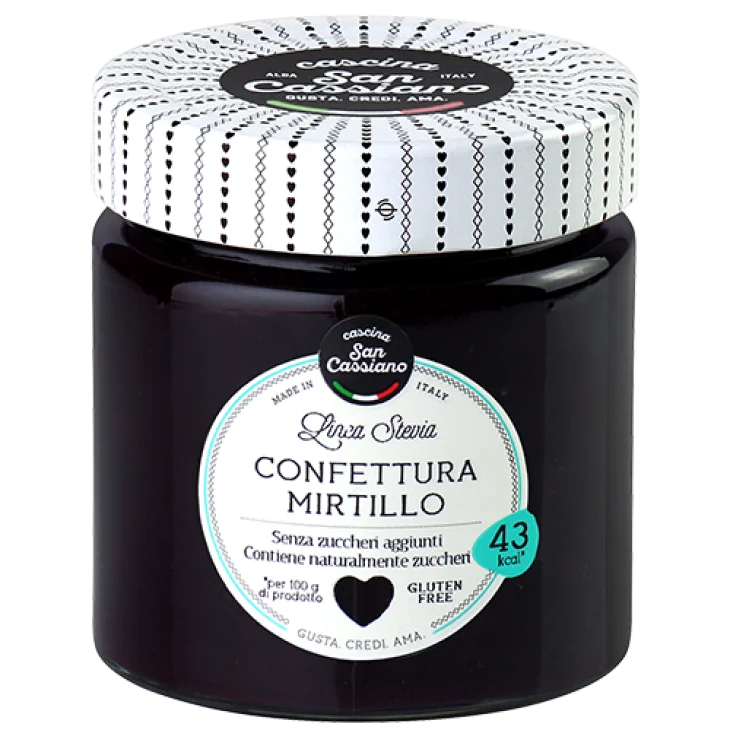 Cascina San Cassiano Confettura di Mirtilli con Stevia Senza Glutine 200 g