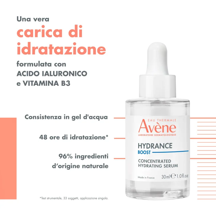 Avène Hydrance Boost Siero Concentrato Idratante Viso per Pelle Sensibile 30 ml