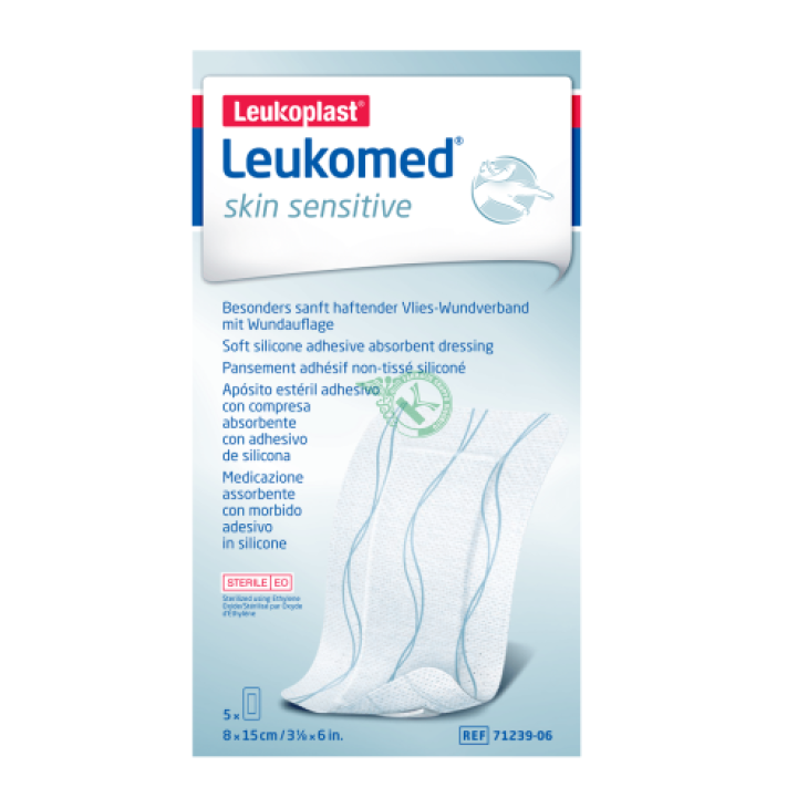 Leukomed Skin Sensitive Medicazione in TNT Adesivo Sterile 8X15 cm 5 pezzi