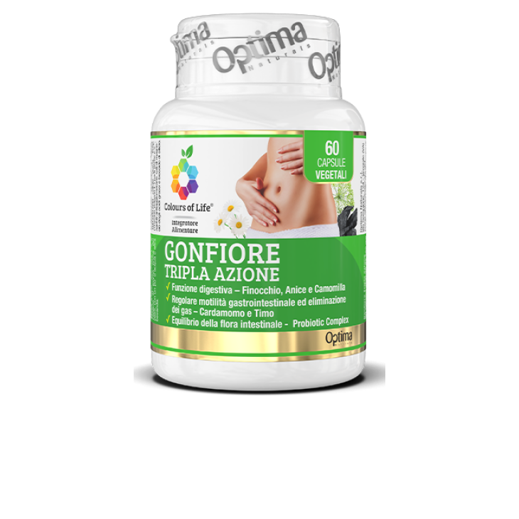 Colours Of Life Gonfiore Tripla Azione Integratore per il Gonfiore Addominale 60 capsule