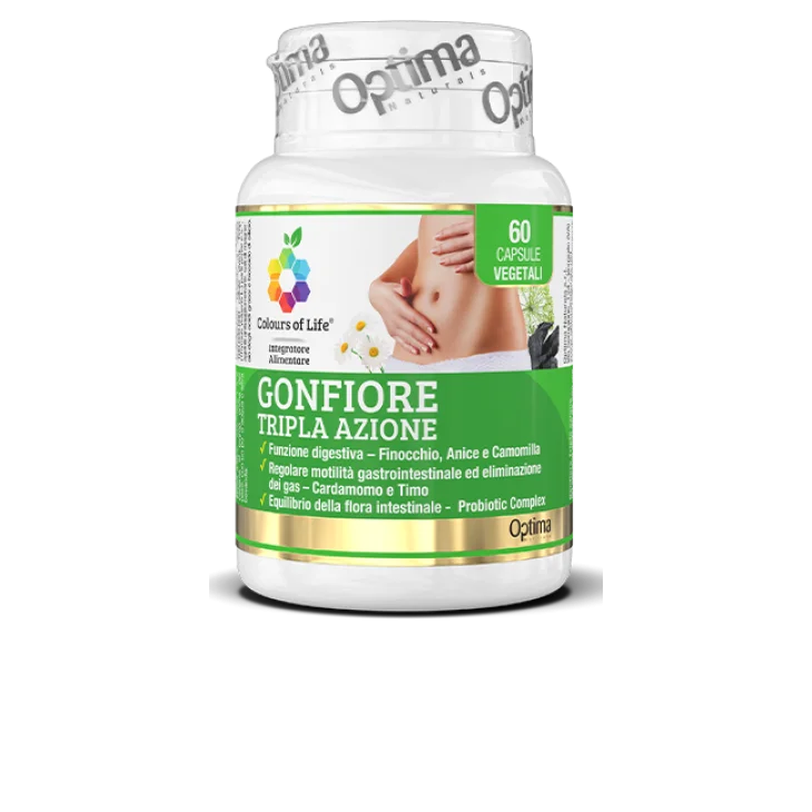 Colours Of Life Gonfiore Tripla Azione Integratore per il Gonfiore Addominale 60 capsule