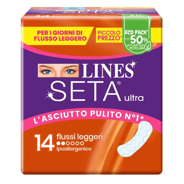Lines Seta Ultra Assorbenti per Flussi Leggeri 14 pezzi