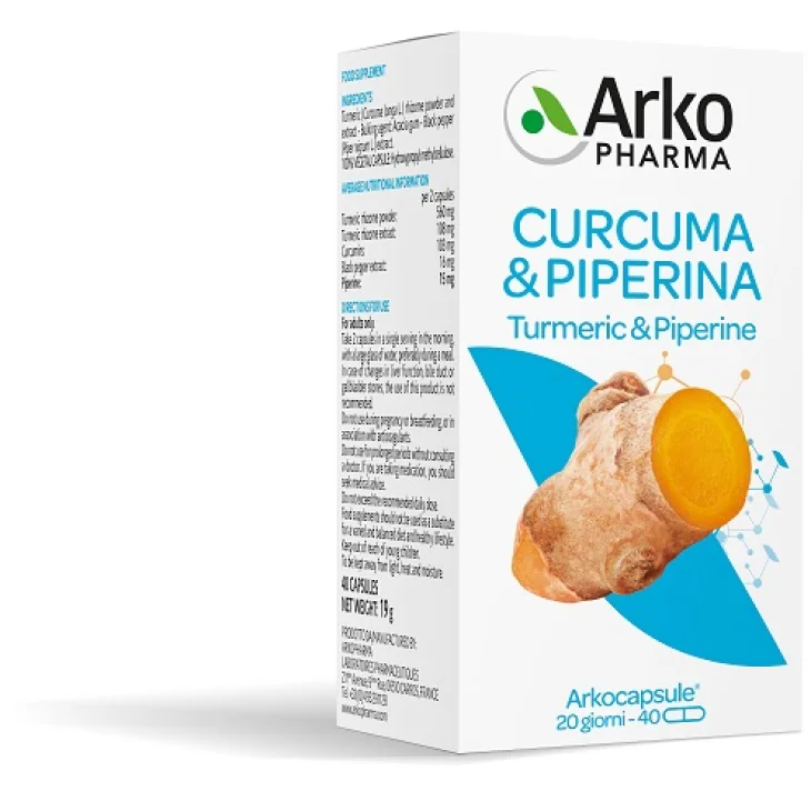 Arkopharma Arkocapsule Curcuma + Piperina Integratore per le Articolazioni 40 capsule