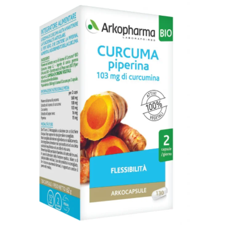 Arkopharma Arkocapsule Curcuma + Piperina Integratore per le Articolazioni 130 capsule