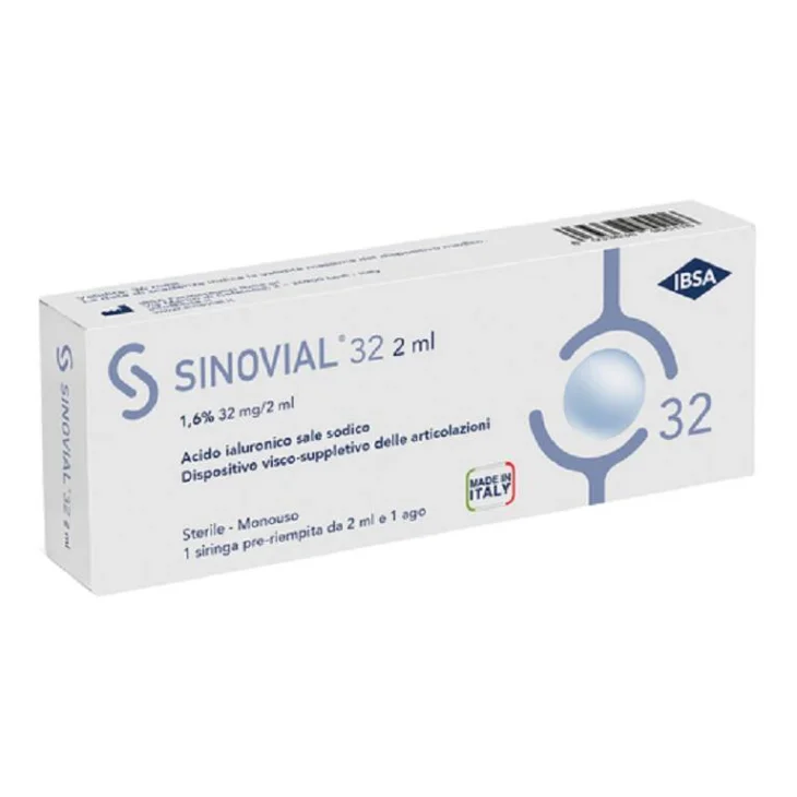 Ibsa Sinovial 32 Siringa Pre-Riempita di Acido Ialuronico 1,6% per Articolazioni 1 pezzo