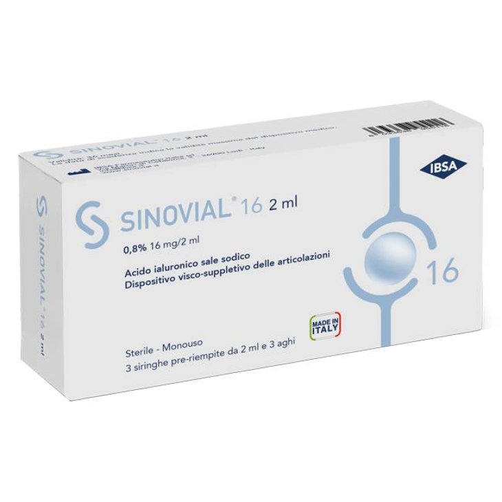 Ibsa Sinovial 32 Siringa Pre-Riempita di Acido Ialuronico 1,6% per Articolazioni 3 pezzi