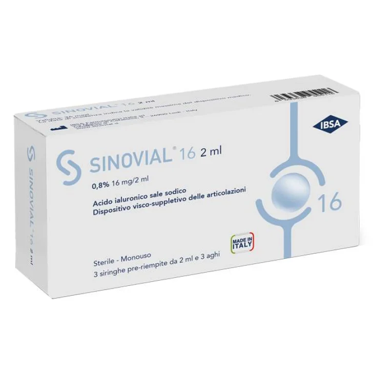 Ibsa Sinovial 32 Siringa Pre-Riempita di Acido Ialuronico 1,6% per Articolazioni 3 pezzi
