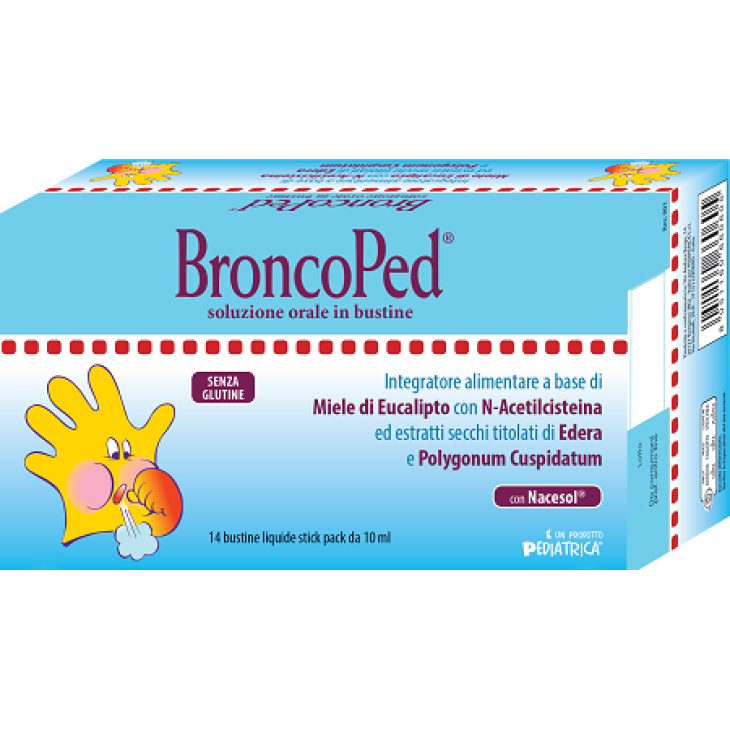 Pediatrica BroncoPed Soluzione Orale Integratore per Tosse e Raffreddore dei Bambini 14 bustine
