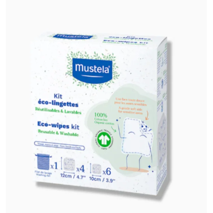 Mustela Kit Salviette Lavabili per il Cambio Pannolino 10 pezzi