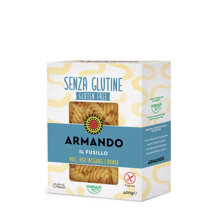 Armando il Fusillo pasta con Mais Riso Integrale e Quinoa Senza Glutine 400 g