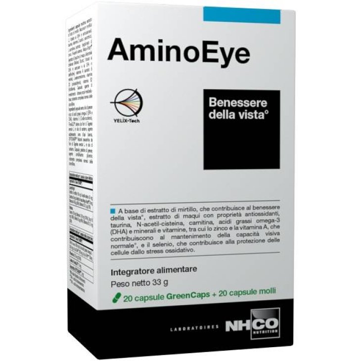 NHCO AminoEye Integratore per il Benessere della Vista 20 capsule Green Caps + 20 capsule molli