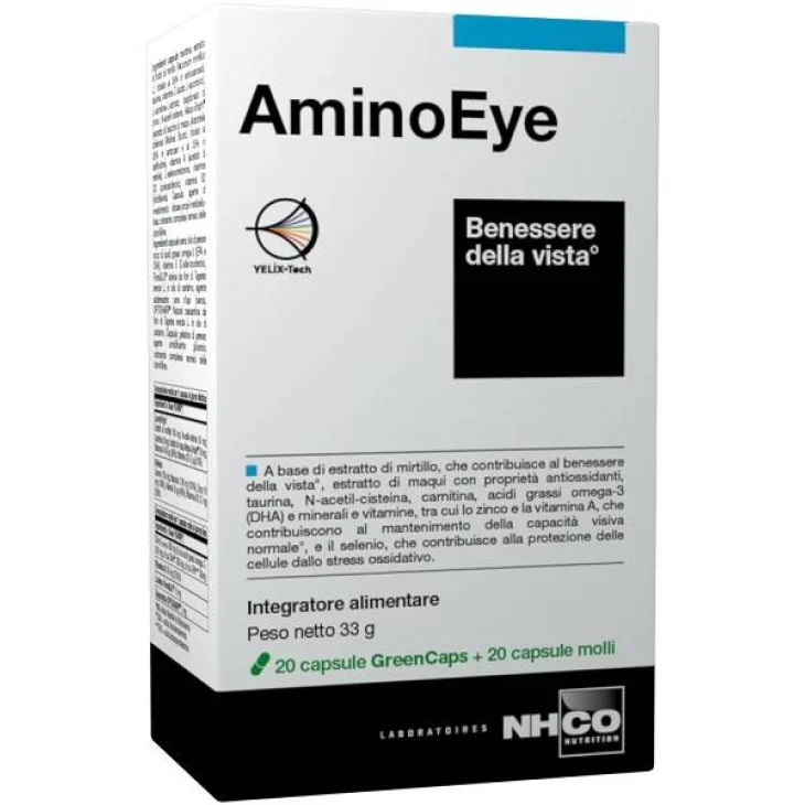 NHCO AminoEye Integratore per il Benessere della Vista 20 capsule Green Caps + 20 capsule molli