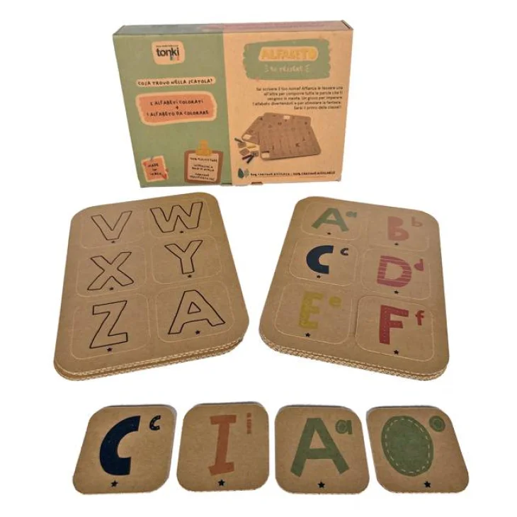 Tonki Kids Alfabeto Lettere Tessere di Cartone Gioco per Imparare l'Alfabeto