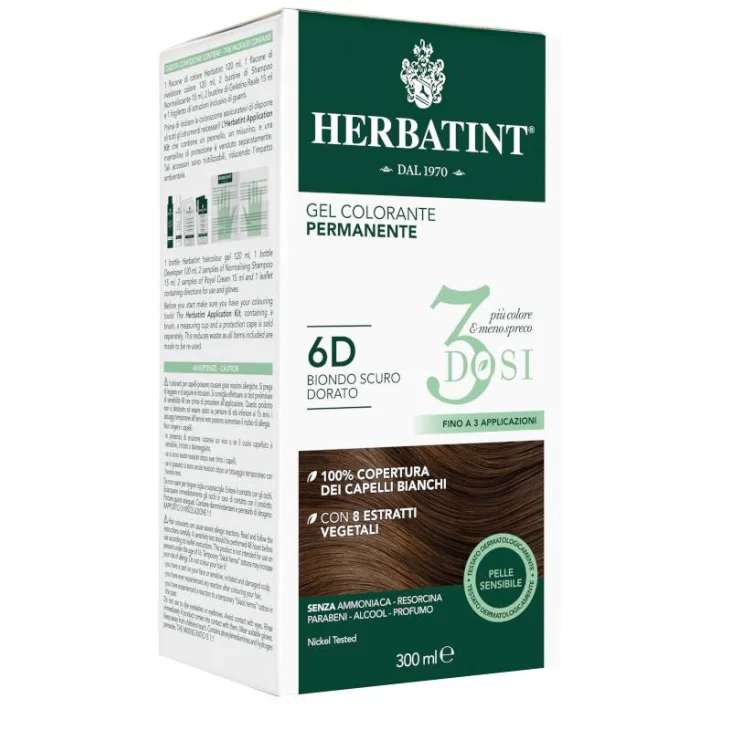 Antica Erboristeria Herbatint 3 Dosi 6D Colore Biondo Scuro Dorato 300 ml
