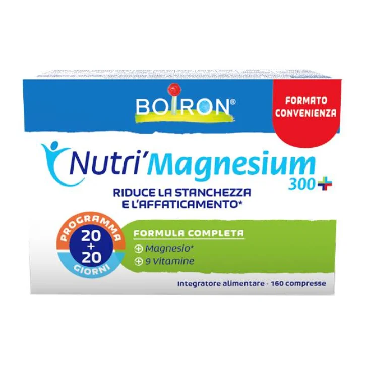 Boiron Nutri' Magnesium 300+ Integratore di Magnesio e Vitaminvitame 160 compresse