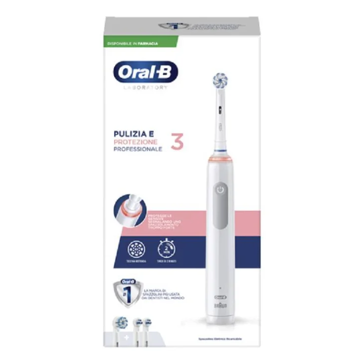 Oral-B Pro 3 Laboratory Spazzolino Elettrico per Denti Sensibili + 2 Ricariche