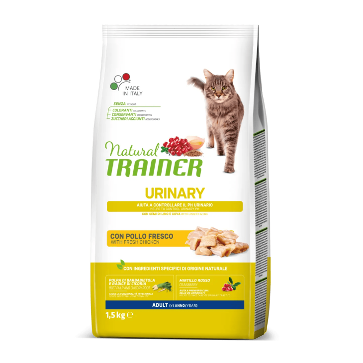 Natural Trainer Cat Urinary Cibo Secco per Gatti Adulti Gusto Pollo 1,5 kg