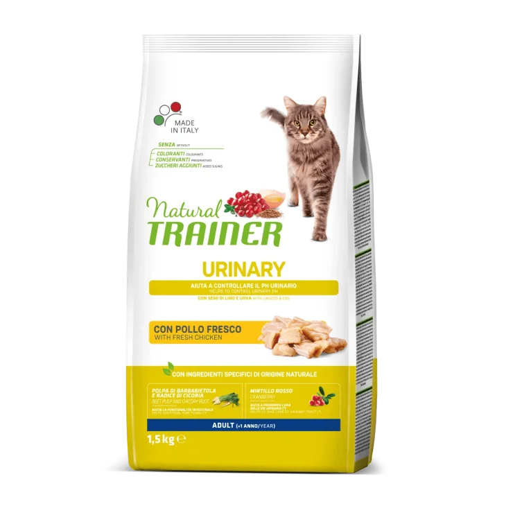 Natural Trainer Cat Urinary Cibo Secco per Gatti Adulti Gusto Pollo 1,5 kg
