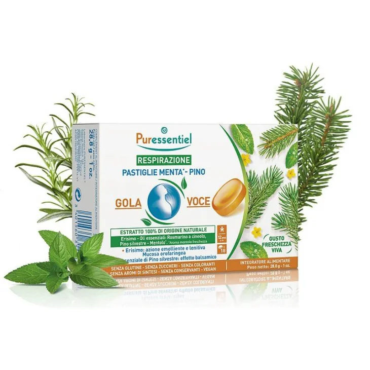 Puressentiel Pastiglie Gola Voce Menta e Pino Gusto Freschezza Viva 44 g