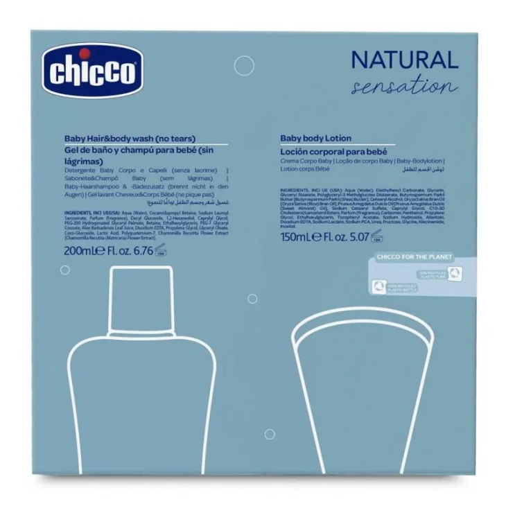 Chicco Natural Sensation Daily Care Set Crema Corpo + Detergente Corpo e Capelli