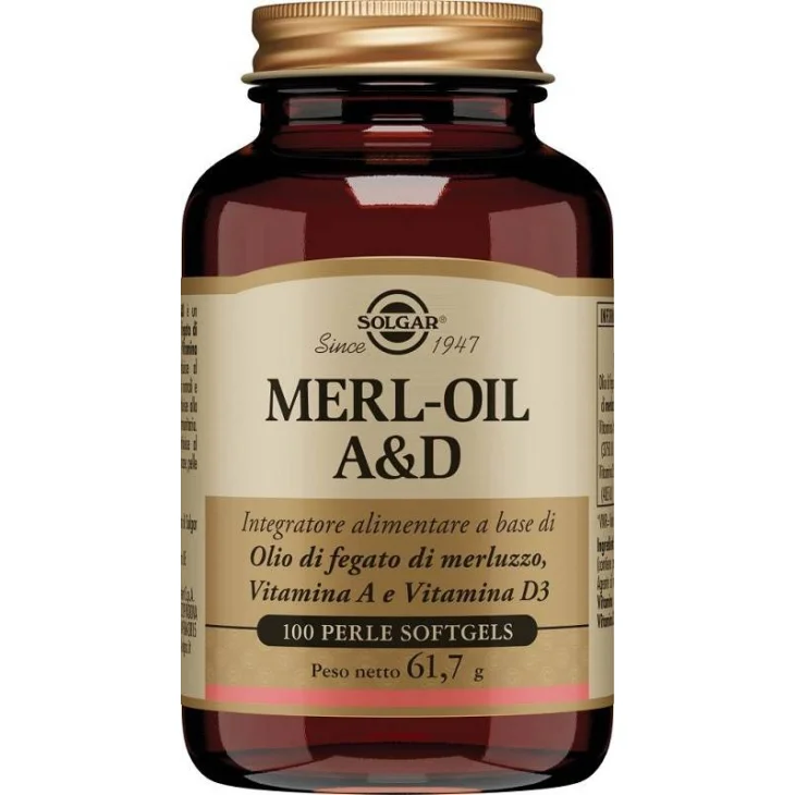 Solgar Merl Oil A&D Integratore Multivitaminico 100 perle softgel