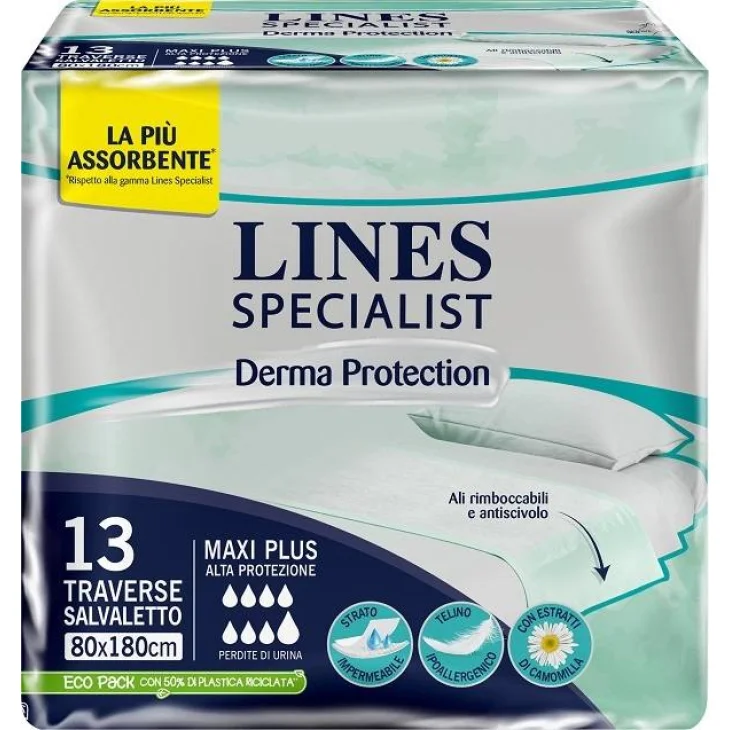 Lines Specialist Derm AP Traversa per Incontinenza Misura 80X180 13 pezzi