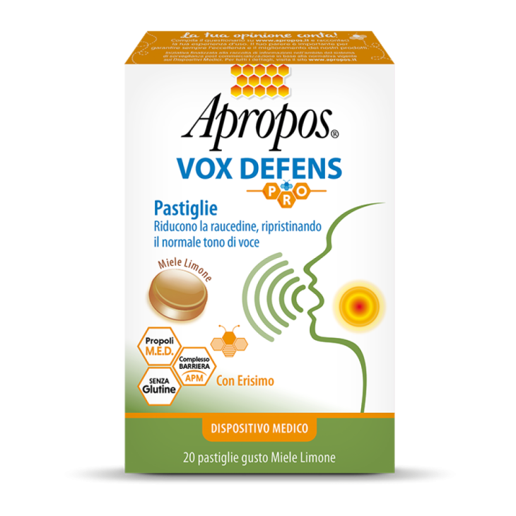 Apropos Vox Defens Pro Contro la Raucedine Gusto Miele e Limone 20 pastiglie