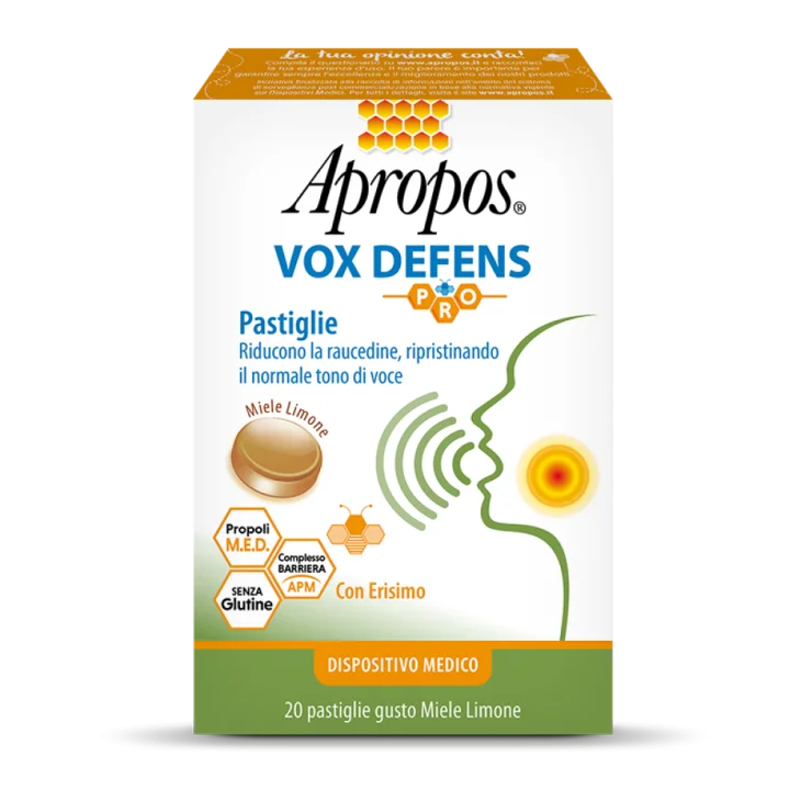Apropos Vox Defens Pro Contro la Raucedine Gusto Miele e Limone 20 pastiglie
