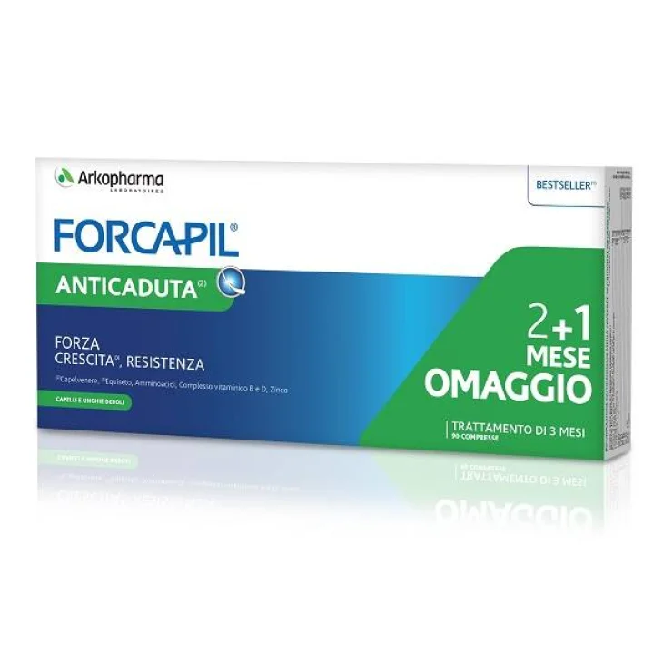 Arkopharma Forcapil Anticaduta Integratore per Capelli e Unghie 90 compresse 2+1 mese in omaggio
