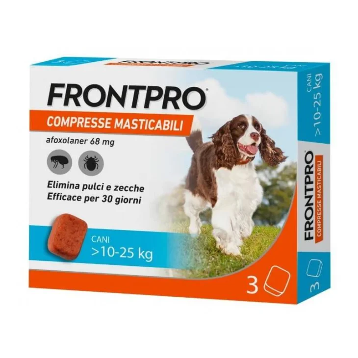 Frontpro Antiparassitario in Compresse Masticabili per Cani 10-25 kg 3 compresse 68 mg