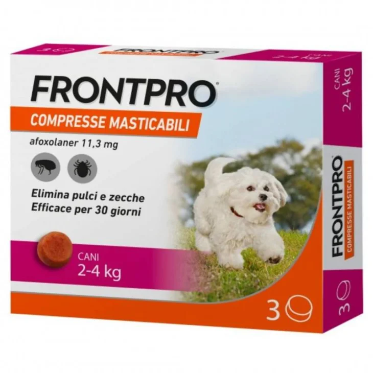 Frontpro Antiparassitario in Compresse Masticabili per Cani 2-4 kg 3 compresse 11,3 mg