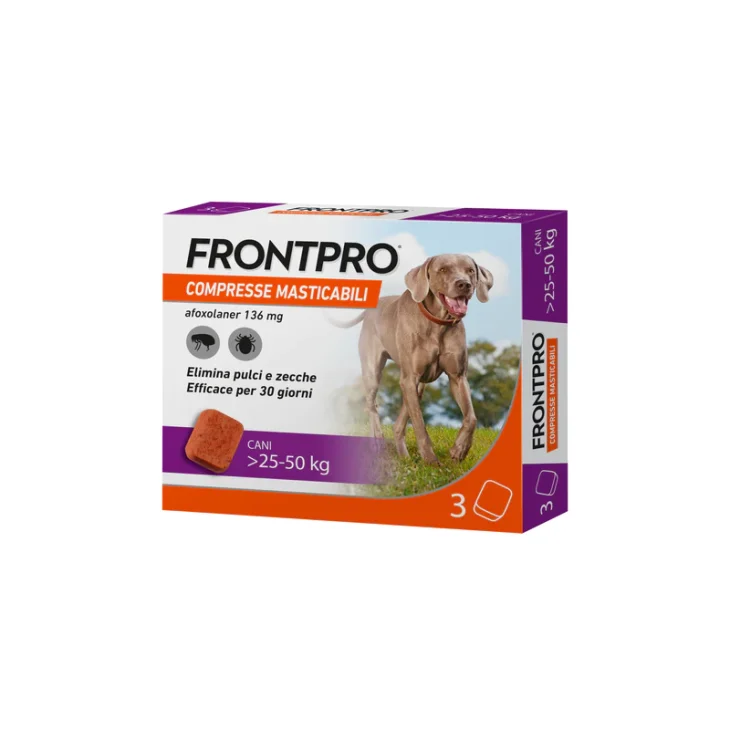 Frontpro Antiparassitario in Compresse Masticabili per Cani 25-50 kg 3 compresse 136 mg