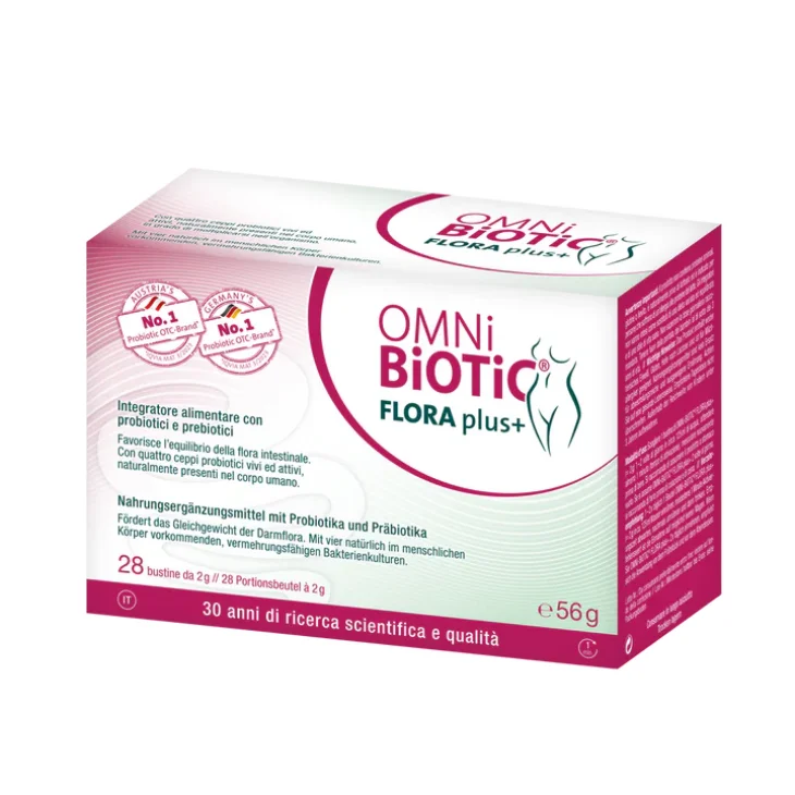 Omni-Biotic Flora Plus+ Integratore Probiotici e Prebiotici 28 bustine