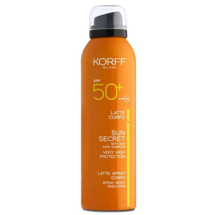 Korff Sun Secret Latte Spray Corpo SPF50+ Protezione Solare Molto Alta 200 ml