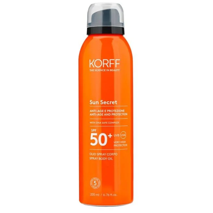Korff Sun Secret Olio Spray Dry Touch SPF50+ Protezione Solare Corpo Antiage 200 ml