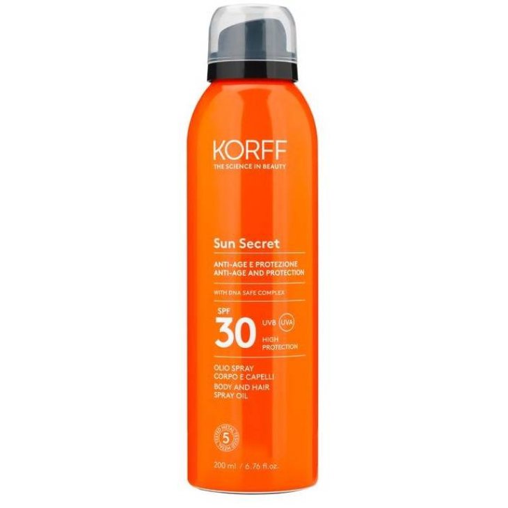 Korff Sun Secret Olio Spray per Corpo e Capelli SPF30 Protezione Solare Antiage 200 ml