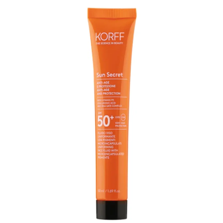 Korff Sun Secret Fluido Viso Uniformante con Pigmenti Microincapsulati 01 Light SPF50+ 50 ml