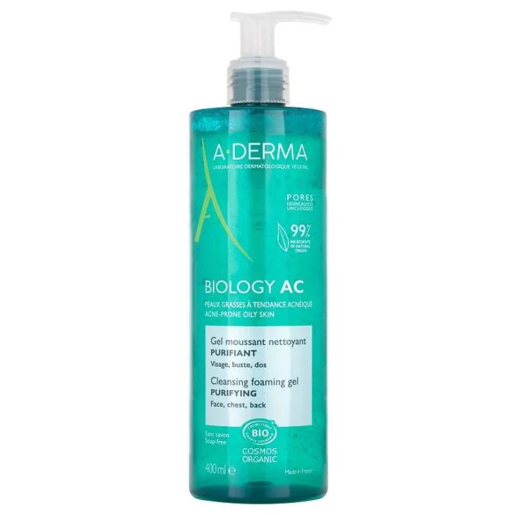 A-Derma Biology AC Gel Detergente Schiumogeno Purificante Viso per Pelle Grassa 400 ml