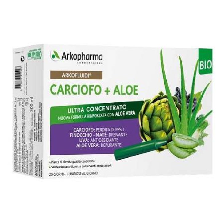 Arkofluidi Carciofo+Aloe Integratore per perdita di peso 20 flaconcini 200 g