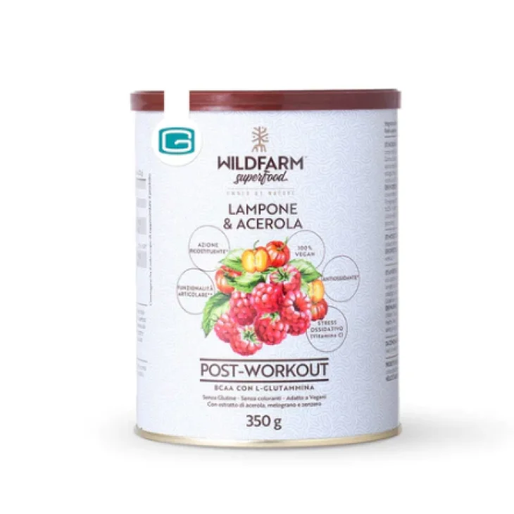 Wildfarm Superfood Post Workout BCAA vegetali e L-Glutammina Lampone&Acerola 350 gr